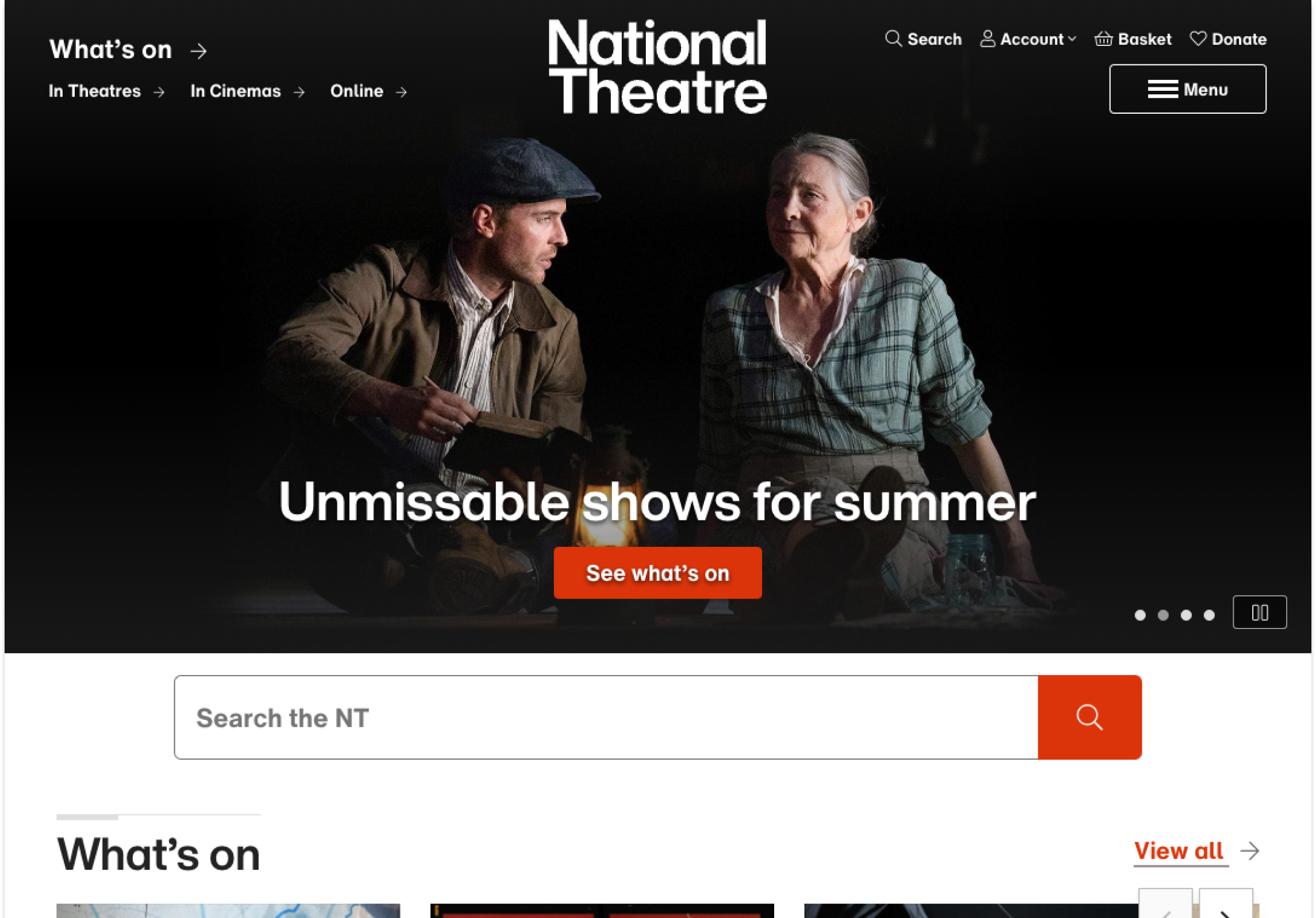 National Theatre homepage