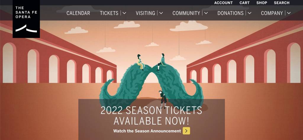 Th Santa Fe Opera homepage in 2022.